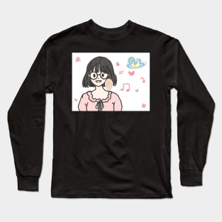 Girl with hedgehog Long Sleeve T-Shirt